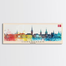 Load image into Gallery viewer, Copenhagen Denmark Travel Print Wall Art, Panoramic City Art, Travel Art, Wall Decor, Vacation Gift, Framed Canvas Print Or Metal Art
