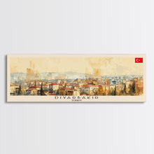 Load image into Gallery viewer, Diyarbakr Turkey Panoramic Travel Poster, Framed Canvas Print or Metal Wall Art, Travel Art, Home Decor, Panoramic Painting, Midcentury Art
