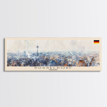 Load image into Gallery viewer, Dusseldorf Germany Travel Art, City Art, Framed Canvas Print or Metal Wall Art, Europe Travel Poster, Panoramic Wall Art, Extra Wide Wall Art
