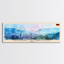 Load image into Gallery viewer, Freiburg Germany Panoramic Travel Poster, Framed Canvas Print or Metal Wall Art, Travel Art, Home Decor, Panoramic Painting, Midcentury Art
