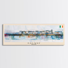 Carregar imagem no visualizador da galeria, Galway Ireland Panoramic Travel Poster, Framed Canvas Print or Metal Wall Art, Travel Art, Home Decor, Panoramic Painting, Midcentury Art
