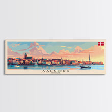 Carregar imagem no visualizador da galeria, Aalborg Denmark Wall Art, Panoramic Travel Poster, Panoramic Framed Canvas Print, City Wall Art, Wall Hanging Home Decor, Travel Art
