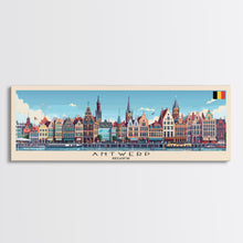 Carregar imagem no visualizador da galeria, Antwerp Belgium Wall Art, Panoramic Travel Poster, Panoramic Framed Canvas Print, City Wall Art, Wall Hanging Home Decor, Travel Art
