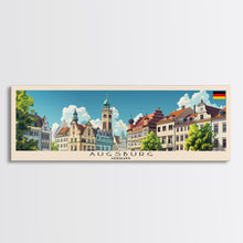 Carregar imagem no visualizador da galeria, Augsburg Germany Panoramic Travel Poster, Framed Canvas Print or Metal Wall Art, Travel Art, Home Decor, Panoramic Painting, Midcentury Art
