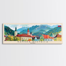 Load image into Gallery viewer, Banska Bystrica Wall Art, Panoramic Travel Poster, Panoramic Framed Canvas Print, City Wall Art, Wall Hanging Home Decor, Travel Art
