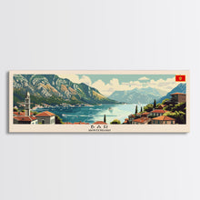 Load image into Gallery viewer, Bar Montenegro Panoramic Travel Poster, Framed Canvas Print or Metal Wall Art, Travel Art, Home Decor, Panoramic Painting, Midcentury Art
