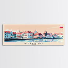 Cargar imagen en el visor de la galería, Bialystok Poland Panoramic Travel Poster, Framed Canvas Print or Metal Wall Art, Travel Art, Home Decor, Panoramic Painting, Midcentury Art
