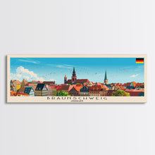 Load image into Gallery viewer, Braunschweig Germany Travel Art, City Art, Framed Canvas Print or Metal Wall Art, Europe Travel Poster, Panoramic Wall Art, Extra Wide Wall Art
