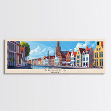 Carregar imagem no visualizador da galeria, Bruges Belgium Travel Art, City Art, Framed Canvas Print or Metal Wall Art, Europe Travel Poster, Panoramic Wall Art, Extra Wide Wall Art
