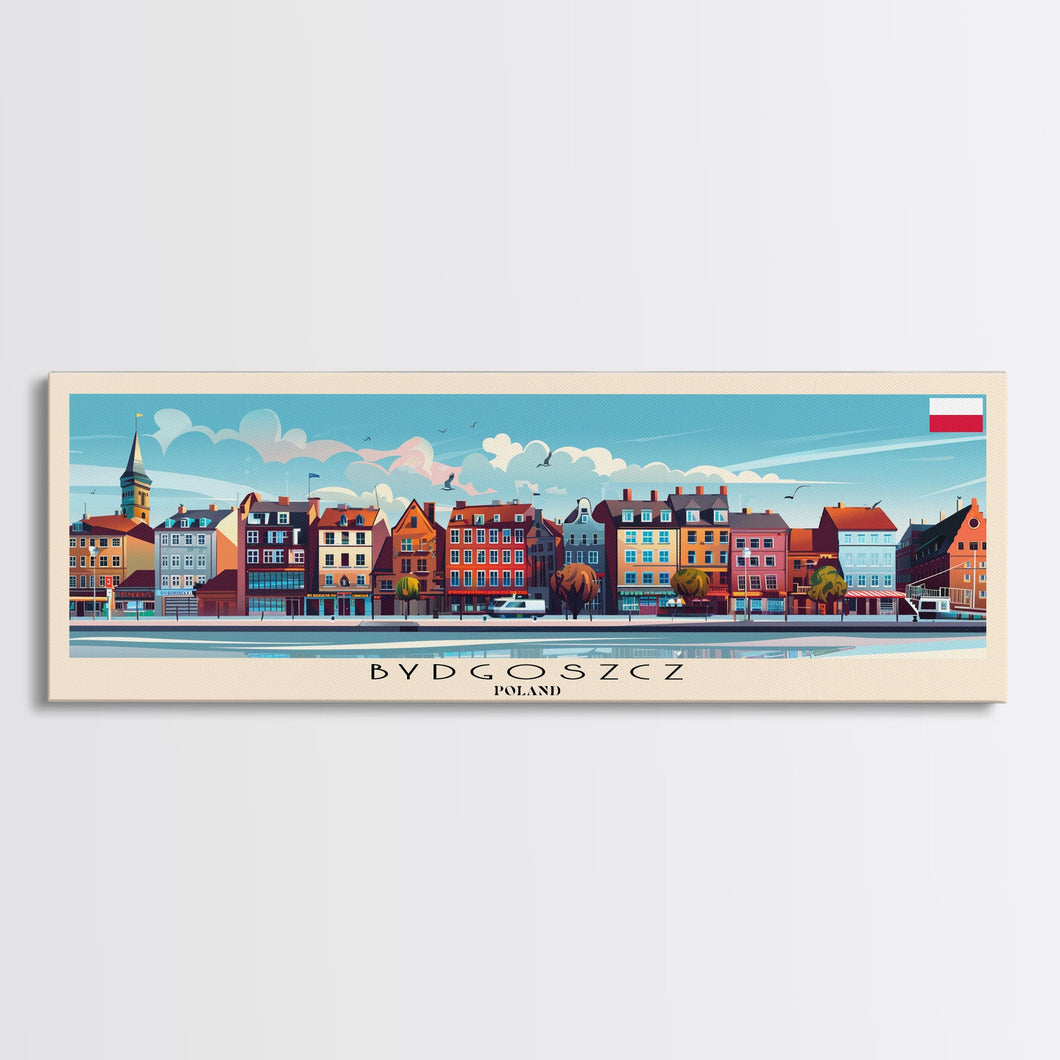Bydgoszcz Poland Travel Art, City Art, Framed Canvas Print or Metal Wall Art, Europe Travel Poster, Panoramic Wall Art, Extra Wide Wall Art