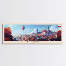 Load image into Gallery viewer, Bytom Poland Panoramic Travel Poster, Framed Canvas Print or Metal Wall Art, Travel Art, Home Decor, Panoramic Painting, Midcentury Art
