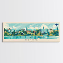 Load image into Gallery viewer, Espoo Finland Wall Art, Panoramic Travel Poster, Panoramic Framed Canvas Print, City Wall Art, Wall Hanging Home Decor, Travel Art
