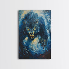 Load image into Gallery viewer, Ferocious Werewolf Growling in Forest | Halloween Wall Art | Spooky Home Decor | Creepy Werewolf Howling Painting | Framed Canvas Print
