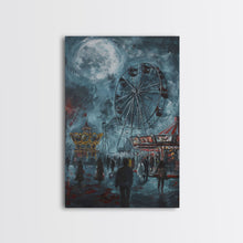 Load image into Gallery viewer, Eerie Carnival, Halloween Art, Spooky Wall Decor, Framed Canvas Print, Creepy Art, Halloween Wall Decor, Seasonal Wall Art, Scary Artwork
