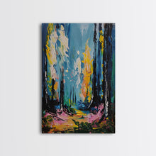 Load image into Gallery viewer, Ghostly Churchyard Framed Canvas Print, Halloween Haunted Church, Spooky Graveyard Art, Gothic Decor, Nighttime Artwork, Framed Canvas Print
