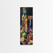 Load image into Gallery viewer, Still Life Bar Art Print Framed on Canvas, Vertical Framed Kitchen Art, Dark Wall Art, Textured, Cocktail Canvas Wall Art Print, Modern Art
