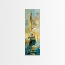 Load image into Gallery viewer, Framed Sailboat Canvas Art Print Framed, Sailboat Painting, Nautical Wall Art for Beach House, Large Wall Art Print for Him, Coastal Art
