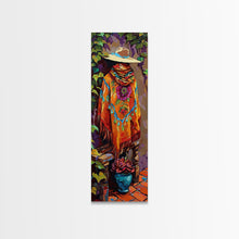 Carregar imagem no visualizador da galeria, Abstract Southwest Mexican Inspired Framed Oversized Vertical Art Print, Jalisco Style Canvas Painting Framed, Colorful Rustic Spanish Art
