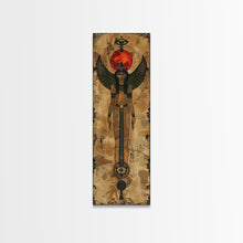 Load image into Gallery viewer, Egyptian Art Depiction of Goddess Isis - Framed Canvas Print, Midcentury Modern Wall Art, Skinny Art, Tall Art, Living Room Decor

