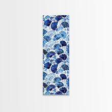 Load image into Gallery viewer, Blue and White Floral Pattern on White Background - Framed Canvas Print, Boho Art, Skinny Art, Tall Art, Midcentury Modern Art, Bedroom Wall Decor
