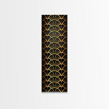 Load image into Gallery viewer, Abstract Gold Geometric Pattern on Black Background - Framed Canvas Print, Art Deco Style, Skinny Art, Tall Art, Midcentury Modern Art, Living Room Wall Decor
