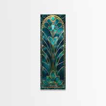 Carregar imagem no visualizador da galeria, Art Deco Stained Glass Print, Framed Canvas, Wood Frame Wall Art, Retro Style Decor, Roaring 20s Inspired Wall Art
