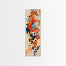 Load image into Gallery viewer, Majestic Red Dragon Soars Skinny Art Tall Art Japanese Ukiyo-e Inspired Mythical Creature Framed Canvas Print
