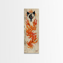 Load image into Gallery viewer, Fiery Kitsune Spirit Skinny Art Tall Art Japanese Ukiyo-e Inspired Mythical Creature Framed Canvas Print

