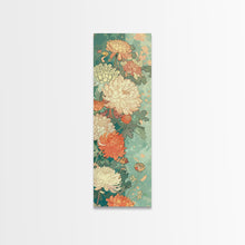 Load image into Gallery viewer, Skinny Art of Chrysanthemums in Soft Pastels with Intricate Petal Design on Framed Canvas Print
