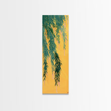 Load image into Gallery viewer, Japanese Skinny Art of Wisteria Hanging Over a Golden Background – Framed Canvas Print
