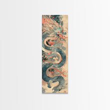 Load image into Gallery viewer, Mythical Japanese Dragon in Swirling Clouds – Skinny Art on Framed Canvas Print
