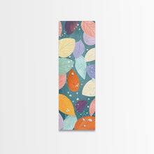 Cargar imagen en el visor de la galería, Floating Leaves in Soft Pastel Colors, Skinny Tall Art with Japanese Influence, Framed Canvas Print in Ukiyo-e Style
