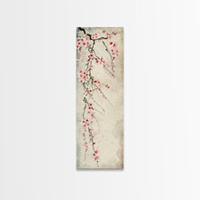 Cargar imagen en el visor de la galería, Cherry Blossoms, Full Bloom, Japanese Art, Skinny Art, Tall Art, Framed Canvas Print, Ukiyo-e Style
