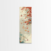 Carregar imagem no visualizador da galeria, Autumn Maple Leaves in Japanese Garden Ukiyo-e Style Art Skinny Framed Canvas Print with Subtle Color Palette
