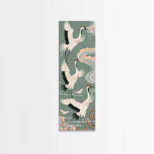 Load image into Gallery viewer, Cranes In Flight Framed Canvas Print, Traditional Japanese Art With Soft Colors And Detailed Wings, Wall Art Ready To Hang
