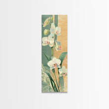 Load image into Gallery viewer, Skinny Art Tall Art Framed Canvas Print Orchids In Delicate Tones With Subtle Background Elements Ukiyo-e Japanese Style Art Wood Block Print
