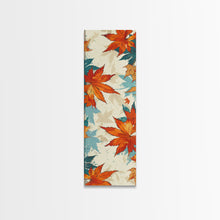 Load image into Gallery viewer, Japanese Autumn Leaves Canvas Print In Ukiyo-e Style, Traditional Woodblock Art, Framed Canvas Print, Tall Skinny Japanese Wall Art, Ready To Hang
