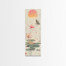 Load image into Gallery viewer, Autumn Maple Leaves Falling Tall Skinny Japanese Wall Art - Framed Canvas Print in Ukiyo-e Style
