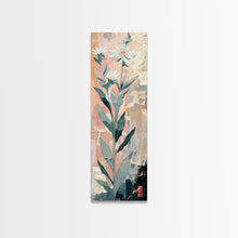 Load image into Gallery viewer, Tall Stemmed Wildflowers Abstract Background Japanese Style Tall Skinny Framed Canvas Print Wall Art
