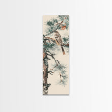 Carregar imagem no visualizador da galeria, Canvas Print Sparrow Perched On Pine Tree Branch, Subtle And Serene Japanese Nature Scene For Tranquil Home Decor, Wall Decoration
