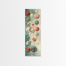 Load image into Gallery viewer, Skinny Art, Japanese Style Art, Hanging Lanterns Wood Block Print Framed Canvas Print Tall Art Ukiyo-e Art
