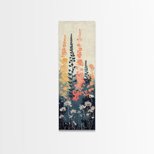 Carregar imagem no visualizador da galeria, Framed Canvas Print Of Elegant Wildflowers Set Against A Soft Background, Skinny Art, Tall Art, Japanese Style Art, Ukiyo-e Art, Wood Block Print
