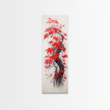 Carregar imagem no visualizador da galeria, Autumn Leaves On A Twisted Trunk, Tall Skinny Canvas Print, Perfect For Feng Shui Spaces, Japanese Style Wall Art
