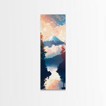 Load image into Gallery viewer, Skinny Art Tall Art Framed Canvas Print Japanese Style Art Mount Fuji At Sunrise Reflection Wood Block Print Ukiyo-e Feng Shui Wall Art
