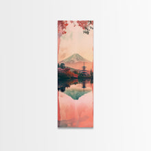 Load image into Gallery viewer, Skinny Art Tall Art Framed Canvas Print Japanese Style Art Mount Fuji Lake Reflection Red Maple Wood Block Print Ukiyo-e Feng Shui Wall Art
