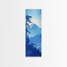 Load image into Gallery viewer, Skinny Art Tall Art Framed Canvas Print Japanese Style Art Blue Mount Fuji Forest Wood Block Print Ukiyo-e Feng Shui Wall Art
