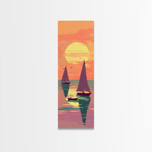 Load image into Gallery viewer, Sailing Boats In The Sunset Over Serene Waters In Japanese Style Ukiyo-e Art Framed Canvas Print Skinny Art Tall Art

