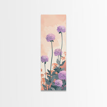 Carregar imagem no visualizador da galeria, Beautiful Purple Flowers Standing Tall In Japanese Style Ukiyo-e Art Framed Canvas Print Skinny Art Tall Art
