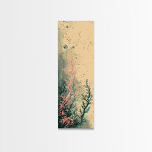 Cargar imagen en el visor de la galería, Tall Skinny Art Japanese Style Wood Block Print Abstract Seaweed In Soft Hues For Framed Canvas Print In Ukiyo-e Style
