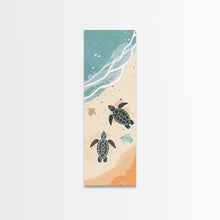 Load image into Gallery viewer, Sea Turtles On Japanese Beach Canvas Print, Ukiyo-e Woodblock Style, Framed Canvas Print, Tall Skinny Japanese Wall Art, Ready To Hang

